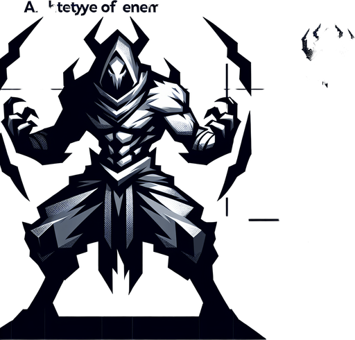 enemy.
Single Game Texture.  In-Game asset.  2d.  Blank background.  High contrast.  No shadows