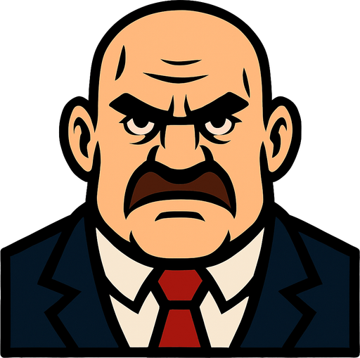 Boss Man head.
In-Game asset.  2d.  High contrast.  No shadows
