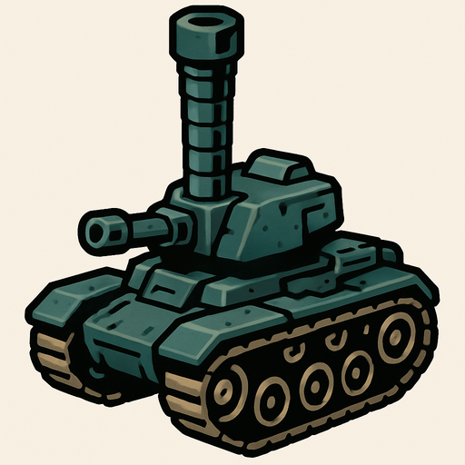 tank with vertical cannon.
In-Game asset.  2d.  High contrast.  No shadows