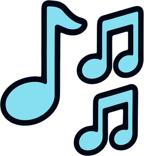 Ice blue with a dark color stroke music notes (note must be simetric)..
In-Game asset.  2d.  High contrast.  No shadows