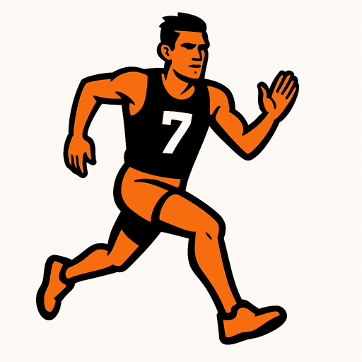 runner with a black shirt with number 7.
In-Game asset.  2d.  High contrast.  No shadows