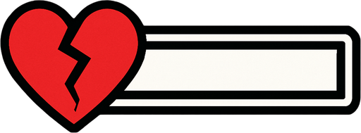 Barra de vida vacia con un corazón roto
In-Game asset.  2d.  High contrast.  No shadows