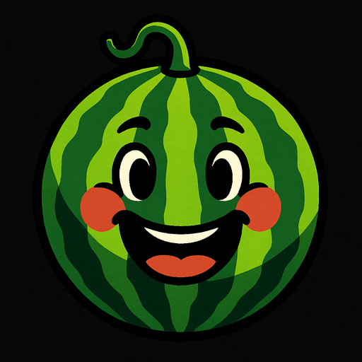 Watermelon with face.
In-Game asset.  2d.  High contrast.  No shadows