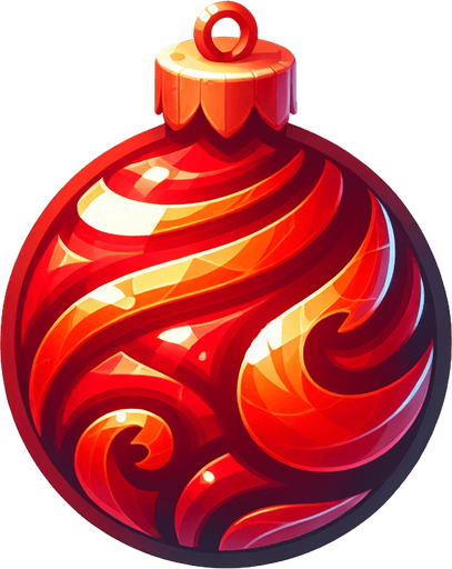 A red christmass tree ball decoration Single Game Texture. In-Game asset. 2d. Blank background. High contrast. No shadows.