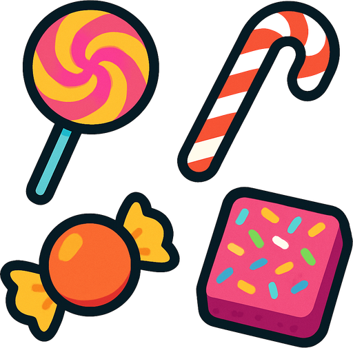 dulces.
In-Game asset.  2d.  High contrast.  No shadows