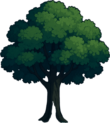 Arboleda, con fondo, cielo nocturno, algo realista.
In-Game asset.  2d.  High contrast.  No shadows