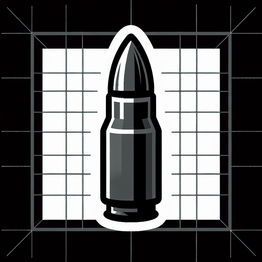 Пуля.
Single Game Texture. In-Game asset. 2d. Blank background. High contrast. No shadows.