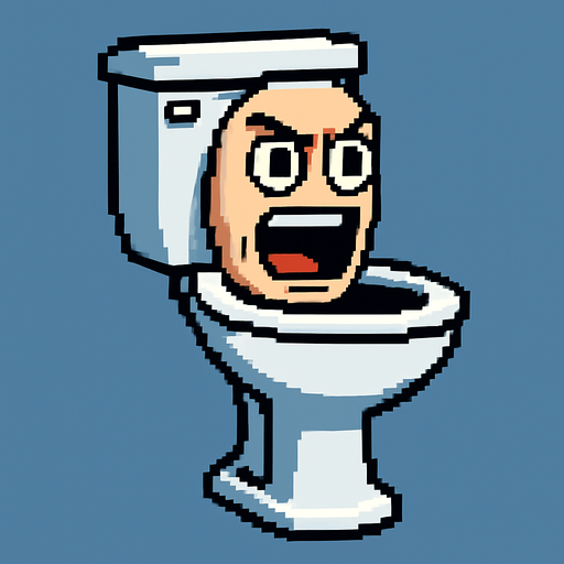 Skibidi toilet.
In-Game asset.  High contrast.  No shadows