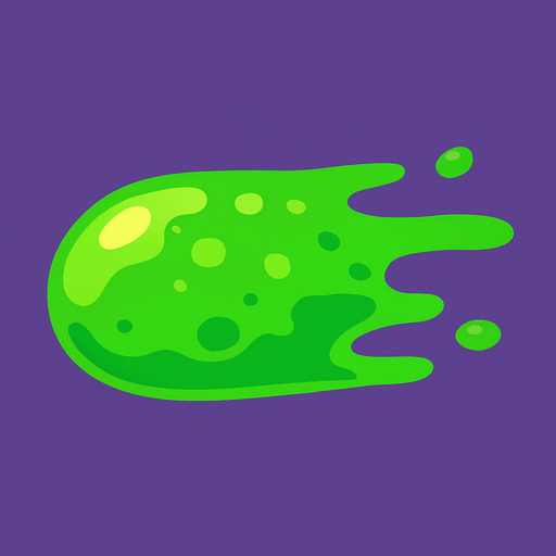 Un proyectil de slime estilo lineless.
In-Game asset.  2d.  High contrast.  No shadows
