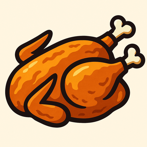 pişmiş tavuk.
In-Game asset.  2d.  High contrast.  No shadows