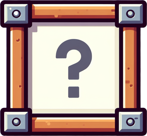 Пустая рамка. Знак вопроса в левом верхнем углу.
Single Game Texture.  In-Game asset.  2d.  Blank background.  High contrast.  No shadows