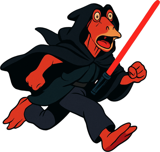 Running Sith jar-jar binks in ghibli style.
In-Game asset.  2d.  High contrast.  No shadows