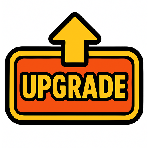 a 2d upgrade button png.
In-Game asset.  2d.  High contrast.  No shadows