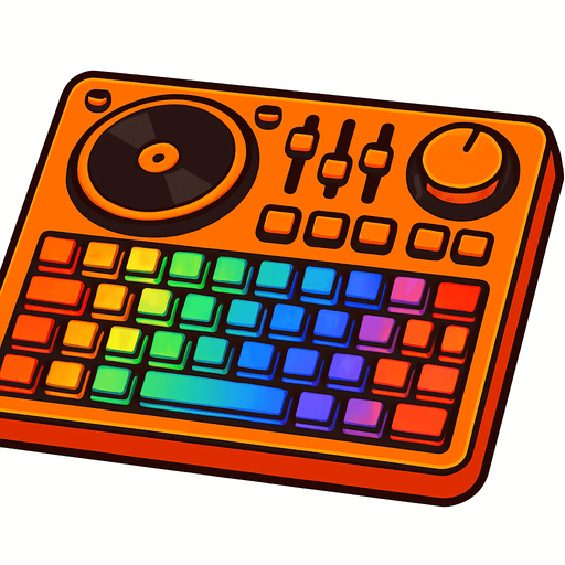 orange cool dj keyboard rgb keys.
In-Game asset.  2d.  High contrast.  No shadows