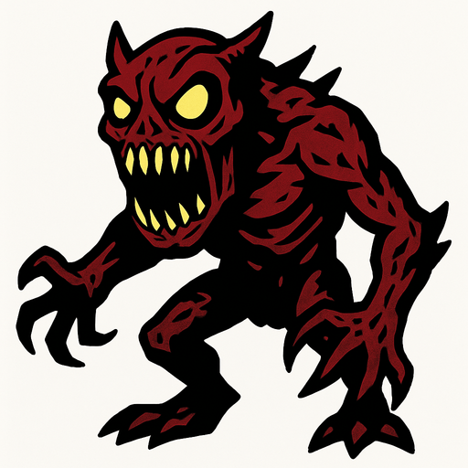 korkunç bir canavar.
In-Game asset.  2d.  High contrast.  No shadows
