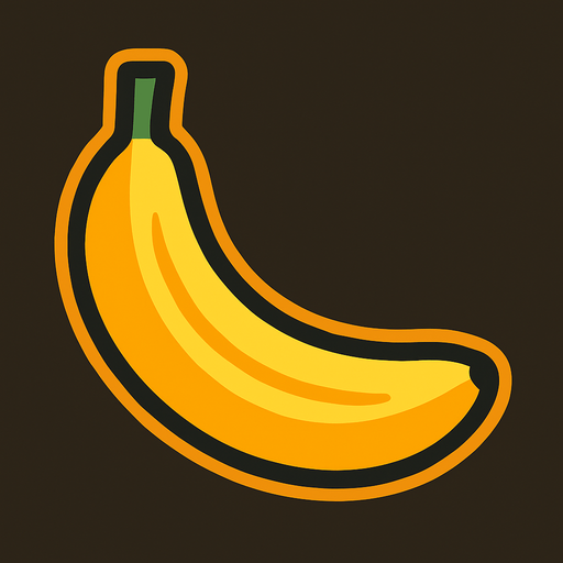 A 2D Banana.
In-Game asset.  2d.  High contrast.  No shadows
