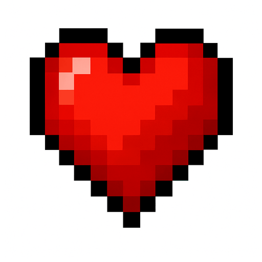 As un corazón pixelado.
In-Game asset.  High contrast.  No shadows