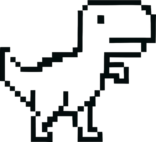 white and black dinosaur.
In-Game asset.  No shadows. pixel