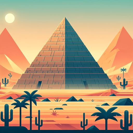 An animated image of a desert with a pyramid.
Single Game Texture. In-Game asset. 2d. Blank background. High contrast. No shadows.