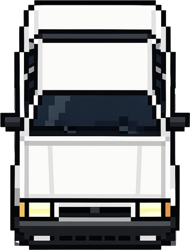 Draw 2d pixel car Tofash top view white..
In-Game asset.  2d.  High contrast.  No shadows