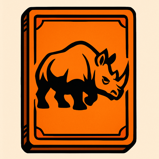 Orange card packet with a Rhino in the center.
In-Game asset.  2d.  High contrast.  No shadows