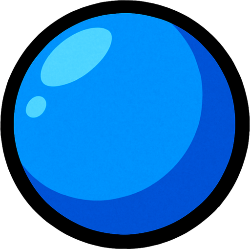 Blue ball.
In-Game asset.  2d.  High contrast.  No shadows