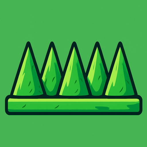 Spikes 2d game green.
In-Game asset.  2d.  High contrast.  No shadows