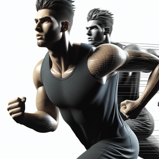 A running man running for his life.
Single Game Texture.  In-Game asset.  2d.  Blank background.  High contrast.  No shadows