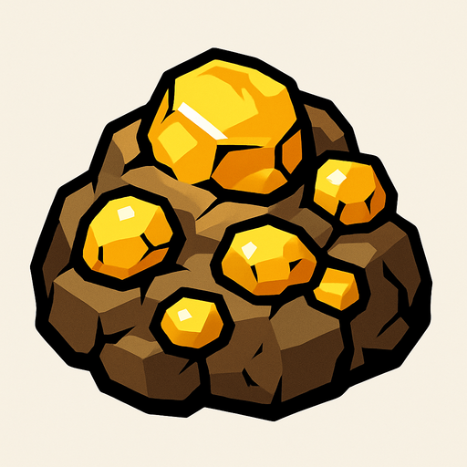 Altın cevheri.
In-Game asset.  2d.  High contrast.  No shadows