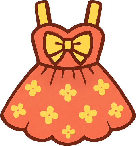 cute designer dress top view..
In-Game asset.  2d.  High contrast.  No shadows