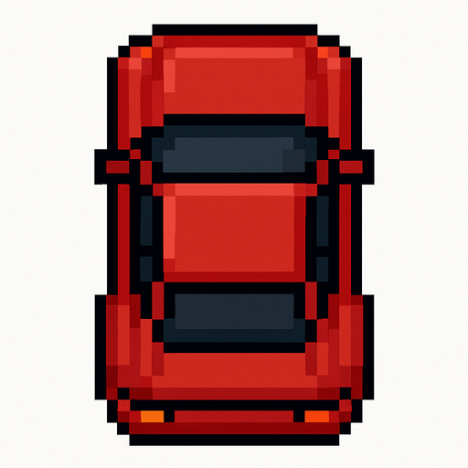 Draw 2d pixel car top view Red..
In-Game asset.  2d.  High contrast.  No shadows