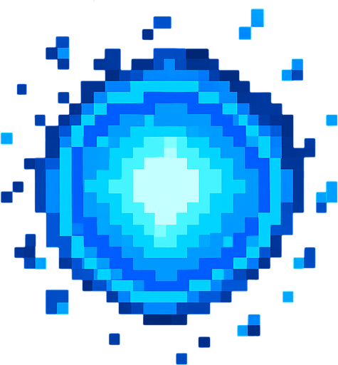 A blue glowing orb of magic. Pixel art.
In-Game asset.  2d.  High contrast.  No shadows