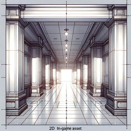 create a hallway.
Single Game Texture.  In-Game asset.  2d.  Blank background.  High contrast.  No shadows