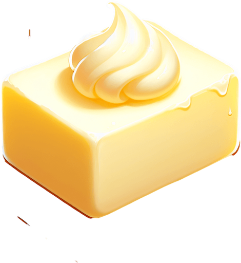 soft butter stick. Single Game Texture. In-Game asset. 2d. Blank background. High contrast. No shadows.