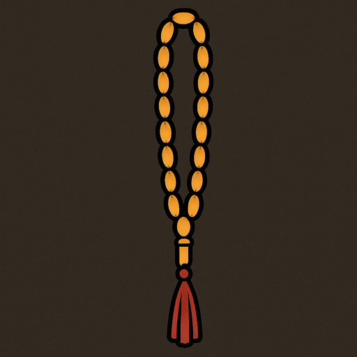 thin upward long muslim prayer beads.
In-Game asset.  2d.  High contrast.  No shadows