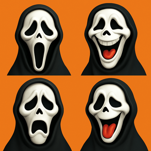 3D Scary and funny face meme of scream from the movie. different faces look. face only
In-Game asset.  3D.  High contrast.  No shadows. face only