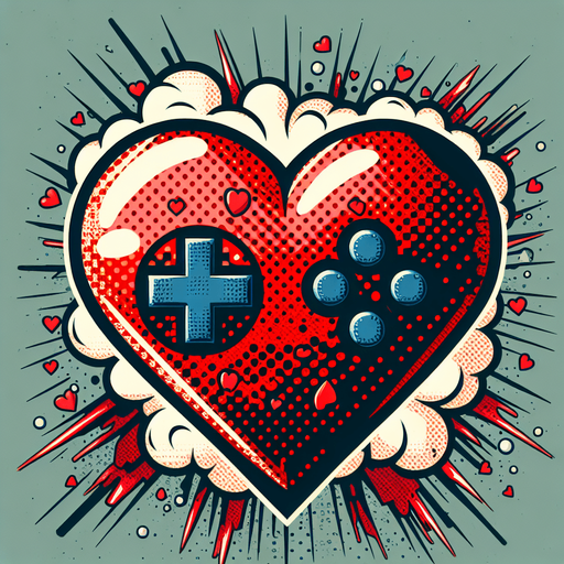 A heart comic style Single Game Texture. In-Game asset. 2d. Blank background. High contrast. No shadows.