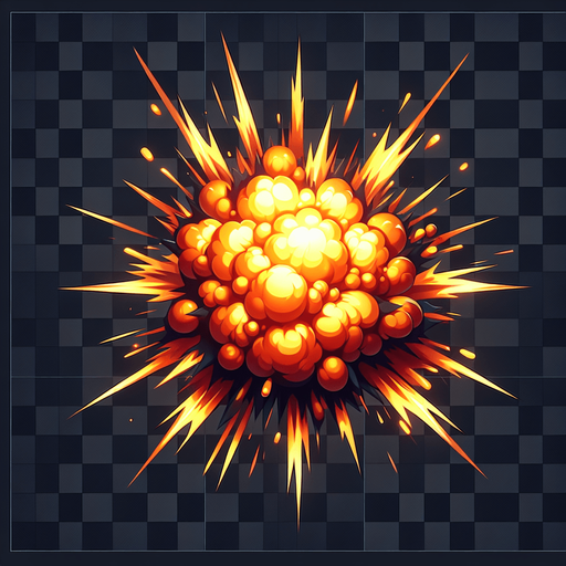 explosion.
Single Game Texture. In-Game asset. 2d. Blank background. High contrast. No shadows.