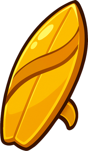golden surf board.
In-Game asset.  2d.  High contrast.  No shadows