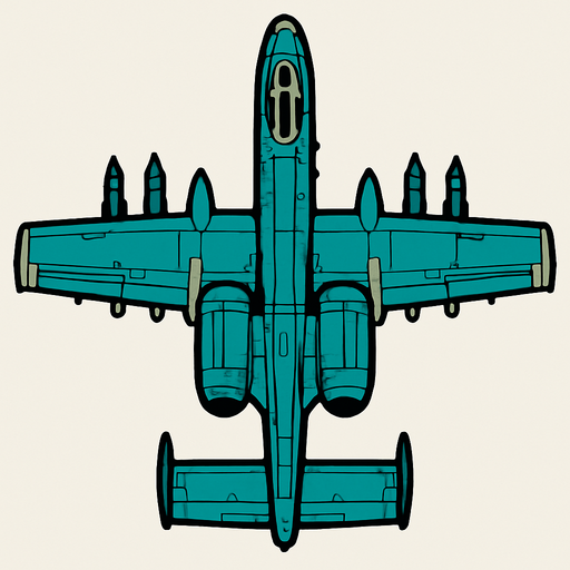 A-10 uppifrån.
In-Game asset.  2d.  High contrast.  No shadows