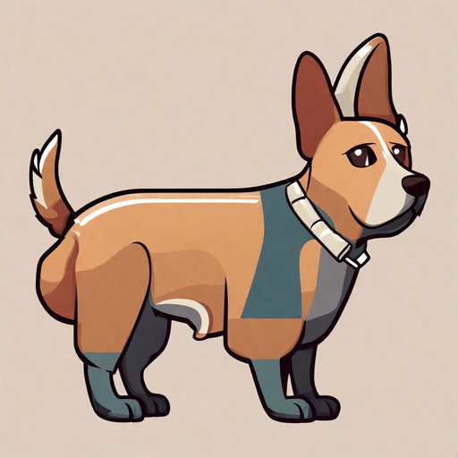 Dog. No background. Transparent background. Blank background. No shadows. 2d. In-Game asset. flat
