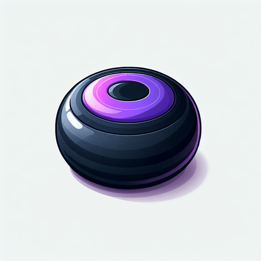 Black curlingstone with purple top, top view.