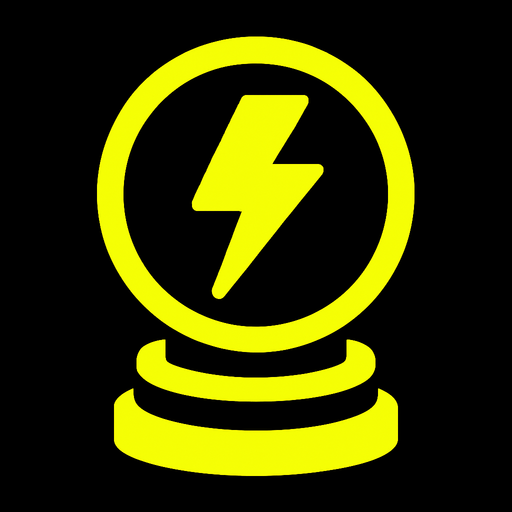 NeonYellow powerup logo.
In-Game asset.  2d.  High contrast.  No shadows