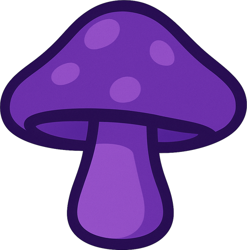 Purple mushroom.
In-Game asset.  2d.  High contrast.  No shadows. Very simple