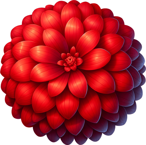 A large red round flower. Top down view.
Single Game Texture. In-Game asset. 2d. Blank background. High contrast. No shadows.