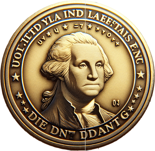 dollar coin Single Game Texture. In-Game asset. 2d. Blank background. High contrast. No shadows.