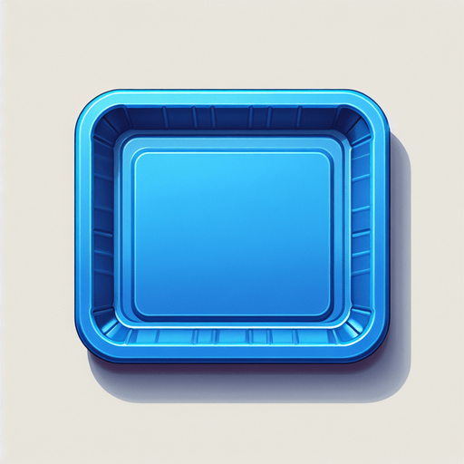 blue plastic tray. topdown view.
Single Game Texture. In-Game asset. 2d. Blank background. High contrast. No shadows.