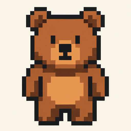 Pixel bear.
In-Game asset.  2d.  High contrast.  No shadows