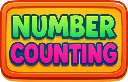 Write 'NUMBER COUNTING' in a rectangular box. This will be the title image of a game. Make sure it is high quality and colorful..
In-Game asset.  2d.  High contrast.  No shadows