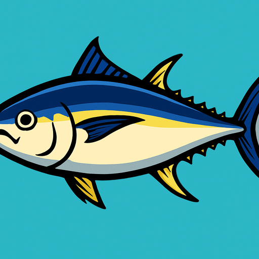 horizontal image sea ​​tuna.
In-Game asset.  2d.  High contrast.  No shadows